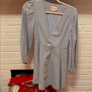 Puffy sleeve button down dress